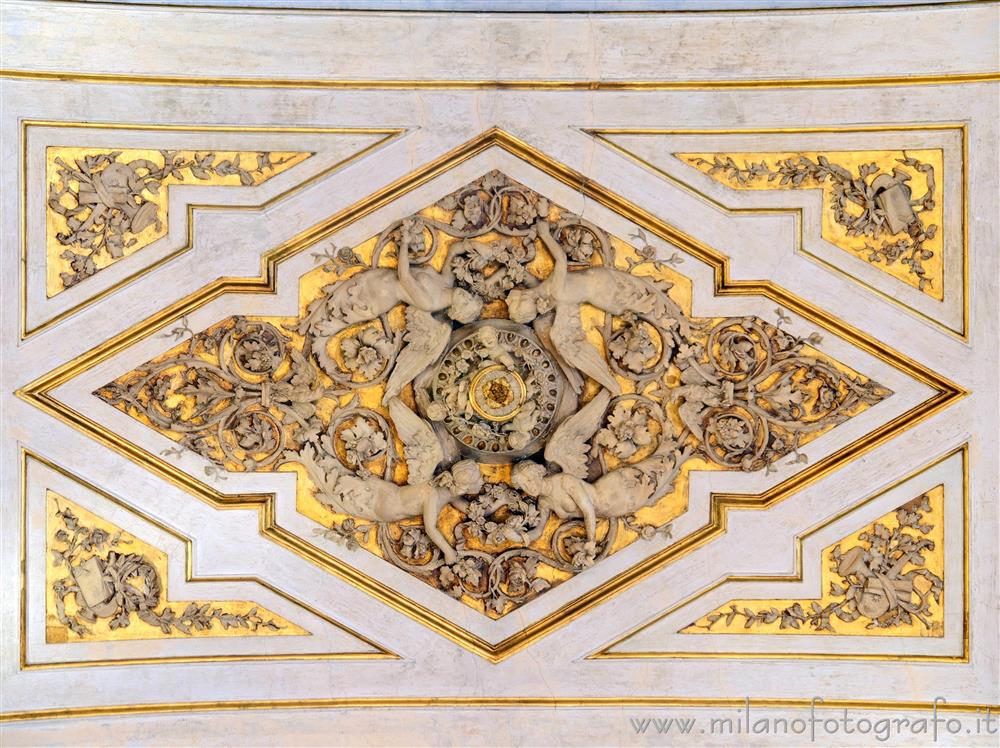 Milan (Italy) - Stuccos in the center of the ceiling of the Napoleonic Great Hall of Serbelloni Palace